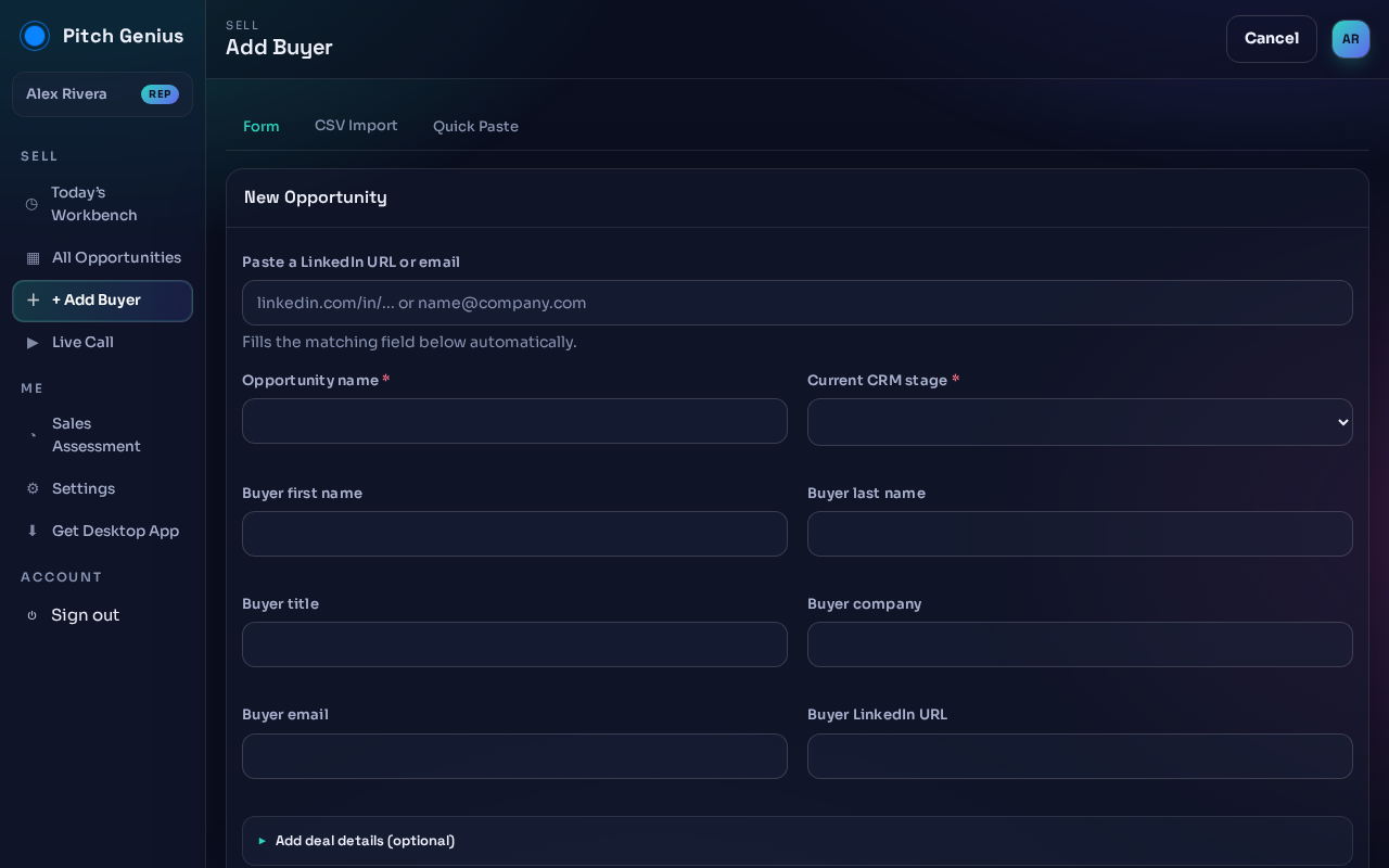 Add Buyer form