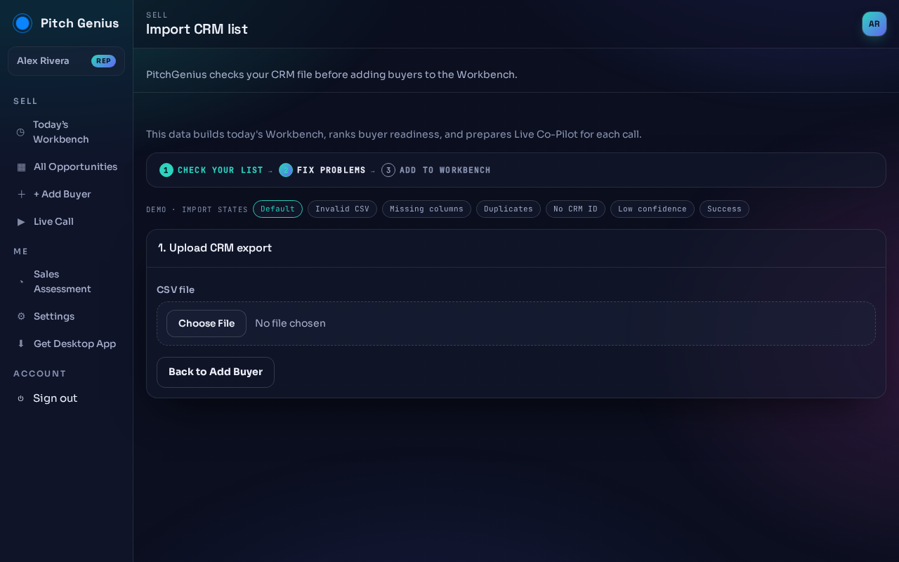 Import CRM list, step 1